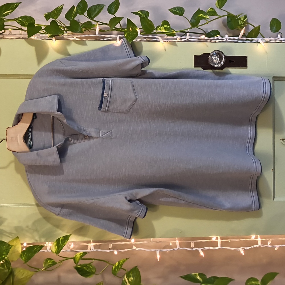 Men's Cubavera Grey Blue Autumn 🍁🍂 Polo Shirt XL